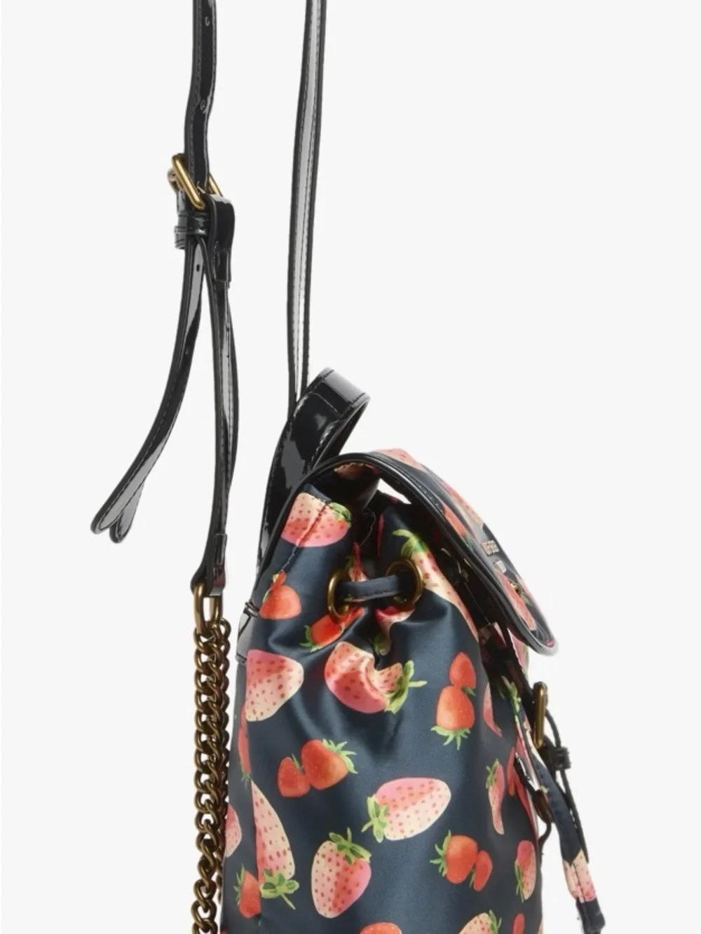 NWT Kurt Geiger Portibello Navy Backpack with Pink Strawberry Print Top Handle